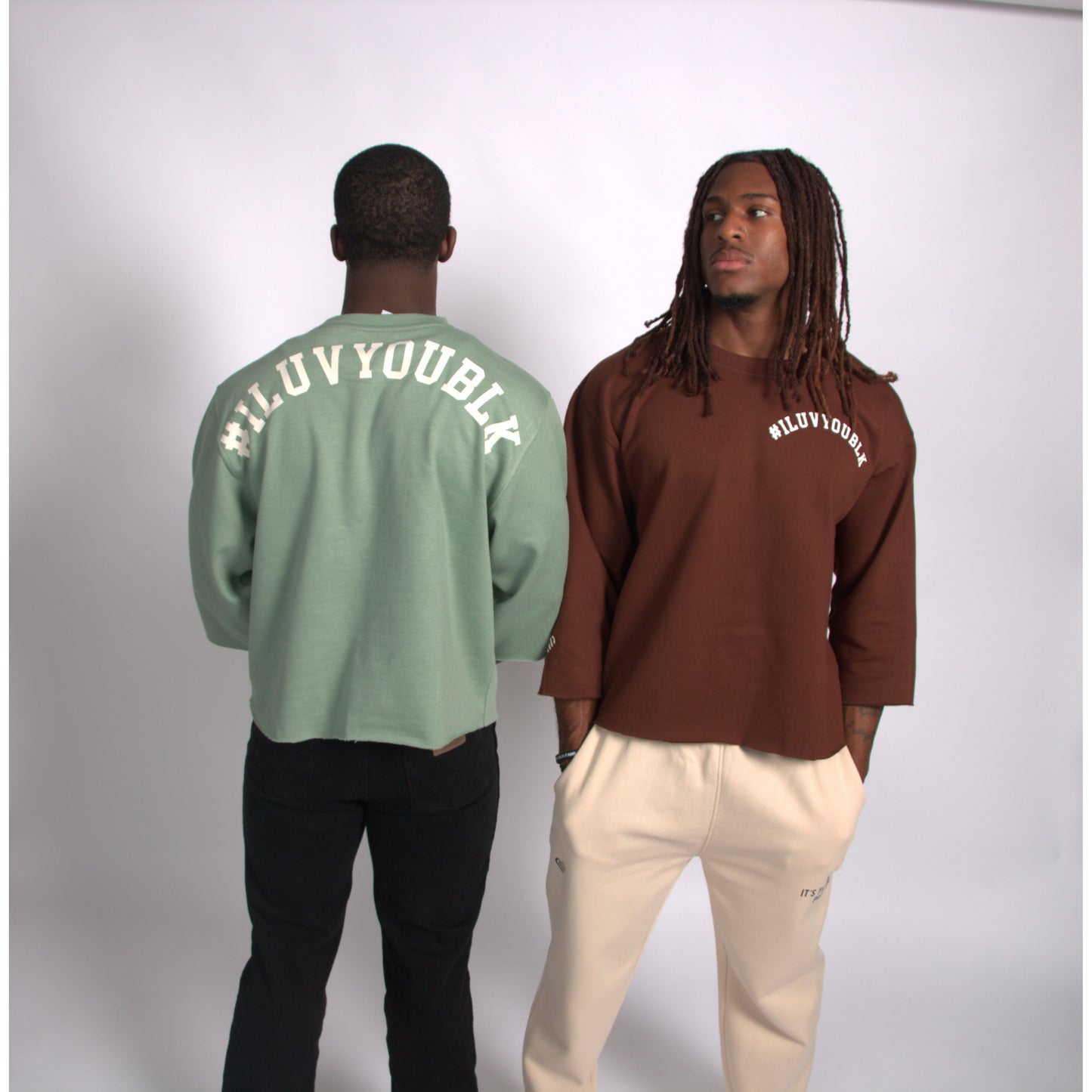 #ILUVYOUBLK Oversized Cropped Sweatshirt