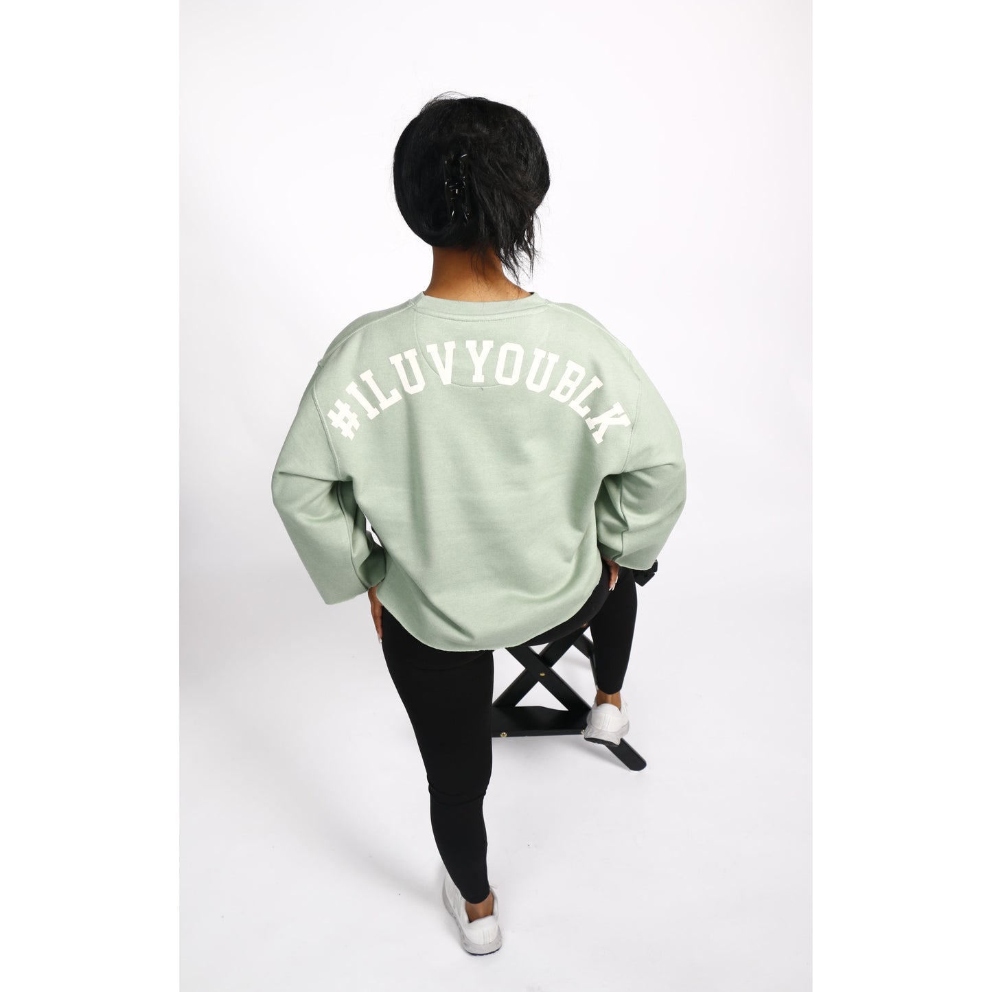 #ILUVYOUBLK Oversized Cropped Sweatshirt