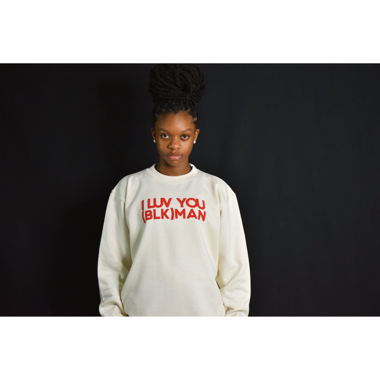 Cream & Red Velvet Crewneck - Puff Print (BLK) MAN / (BLK) WOMAN