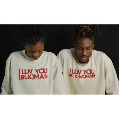 Cream & Red Velvet Crewneck - Puff Print (BLK) MAN / (BLK) WOMAN