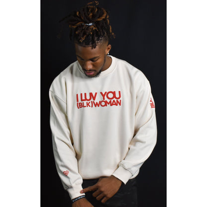 Cream & Red Velvet Crewneck - Puff Print (BLK) MAN / (BLK) WOMAN