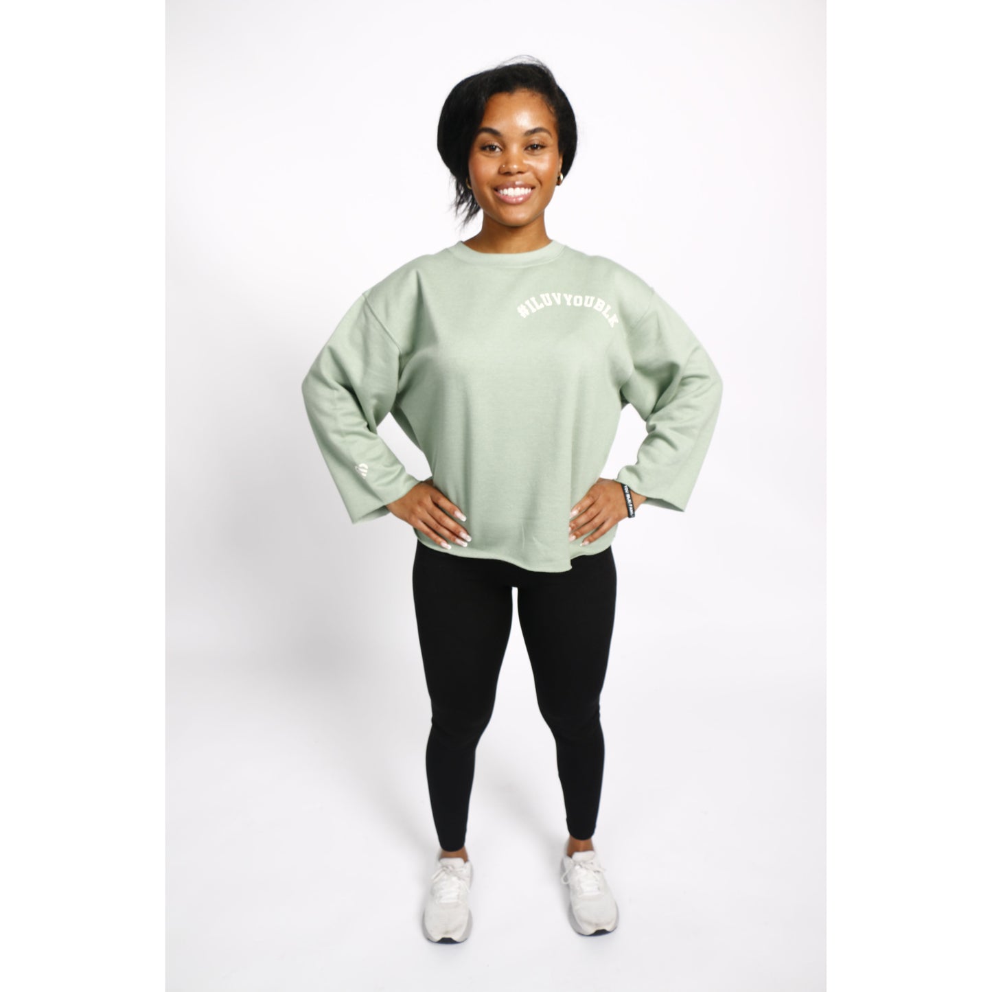 #ILUVYOUBLK Oversized Cropped Sweatshirt