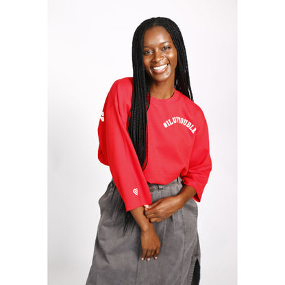 #ILUVYOUBLK Oversized Cropped Sweatshirt