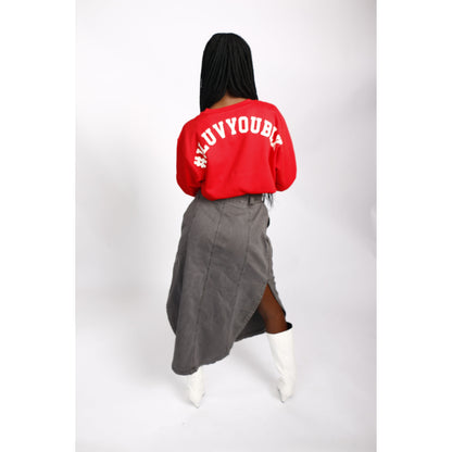 #ILUVYOUBLK Oversized Cropped Sweatshirt