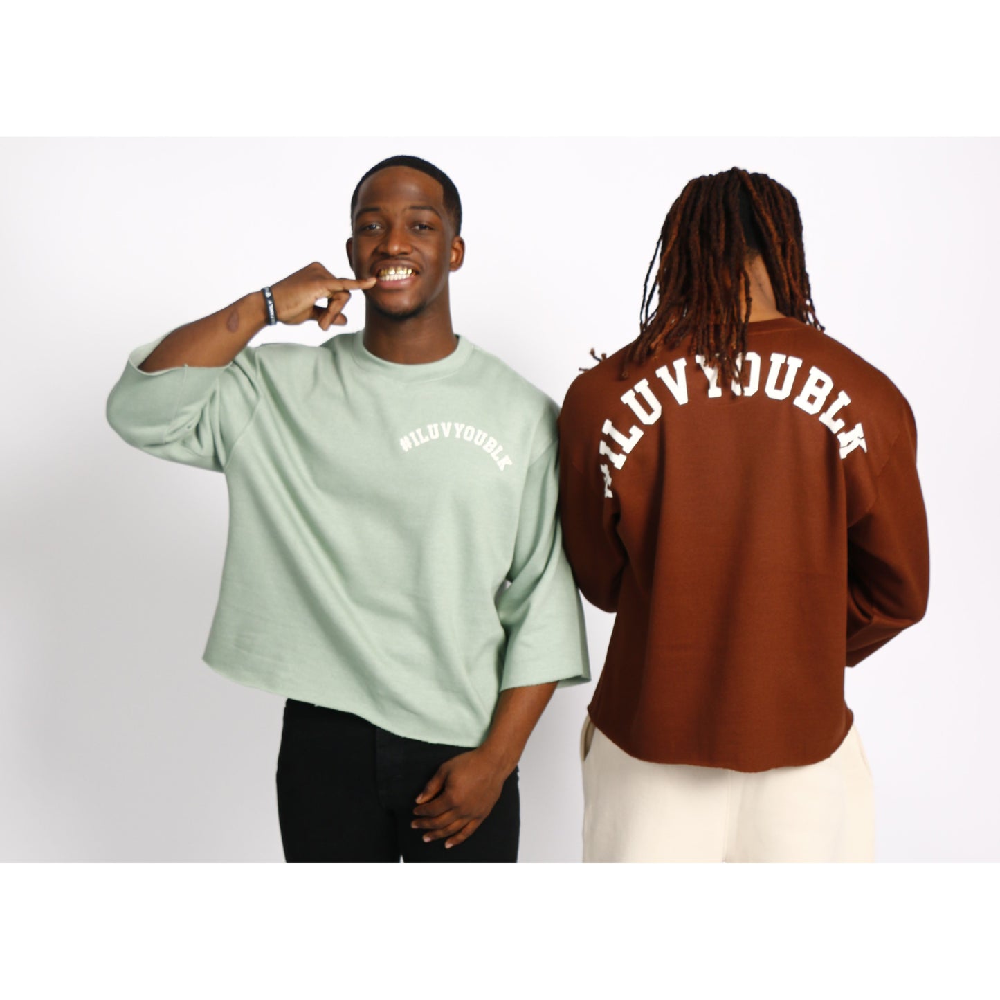 #ILUVYOUBLK Oversized Cropped Sweatshirt